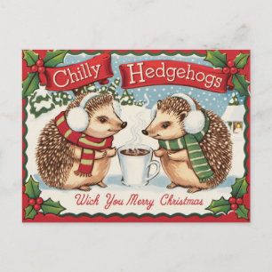 Winter hedgehog Christmas Postcard