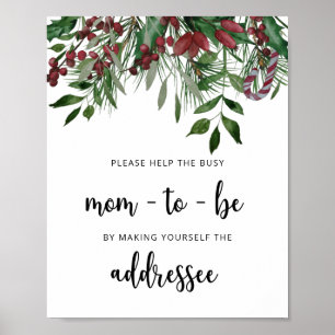 Winter Help the Busy Mum-to-Be Address an Envelope Poster