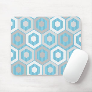Winter Hexagons and Stripes Mouse Mat
