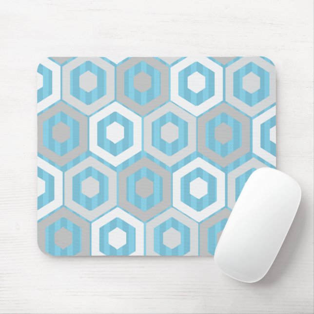 Winter Hexagons and Stripes Mouse Mat (With Mouse)