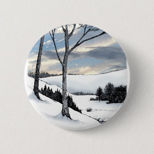 Winter Hillside 6 Cm Round Badge