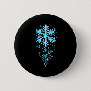 Winter Holiday Apparel - Blue Snowflake Cascade, I 6 Cm Round Badge