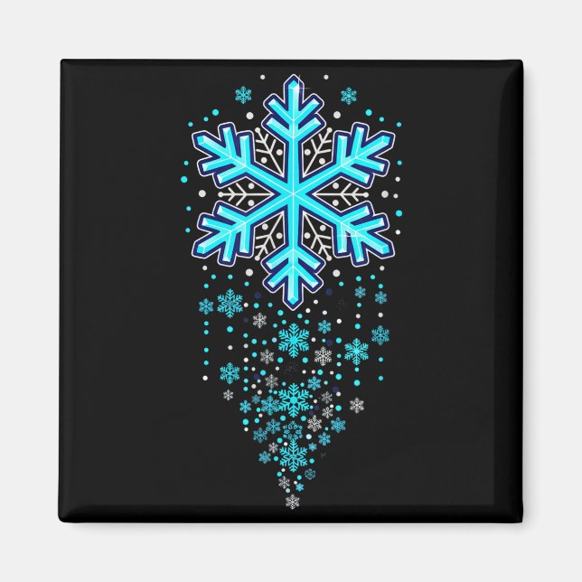 Winter Holiday Apparel - Blue Snowflake Cascade, I Magnet (Front)