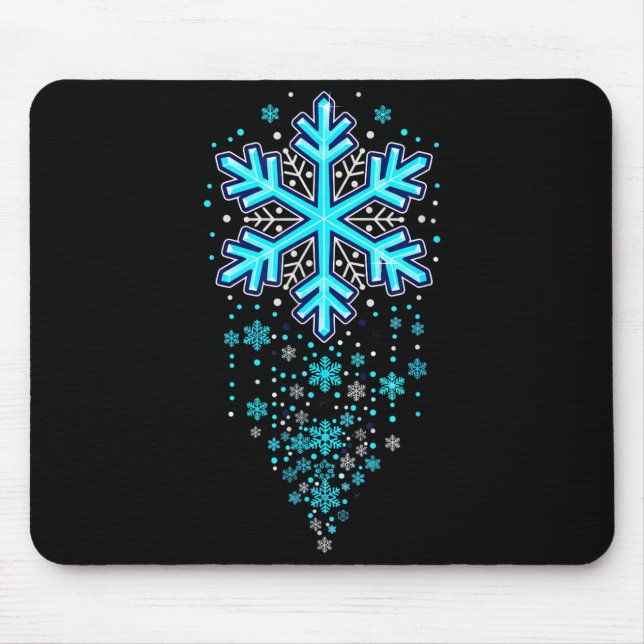 Winter Holiday Apparel - Blue Snowflake Cascade, I Mouse Mat (Front)