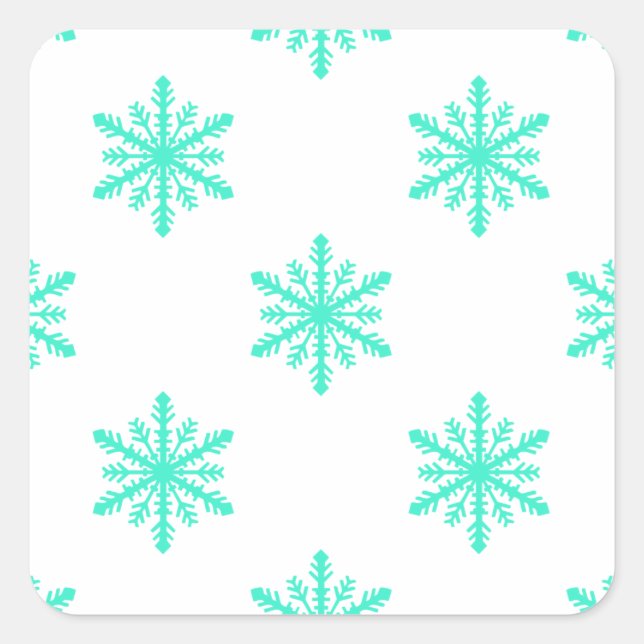 Winter Holiday Aqua Snowflake Square Sticker (Front)