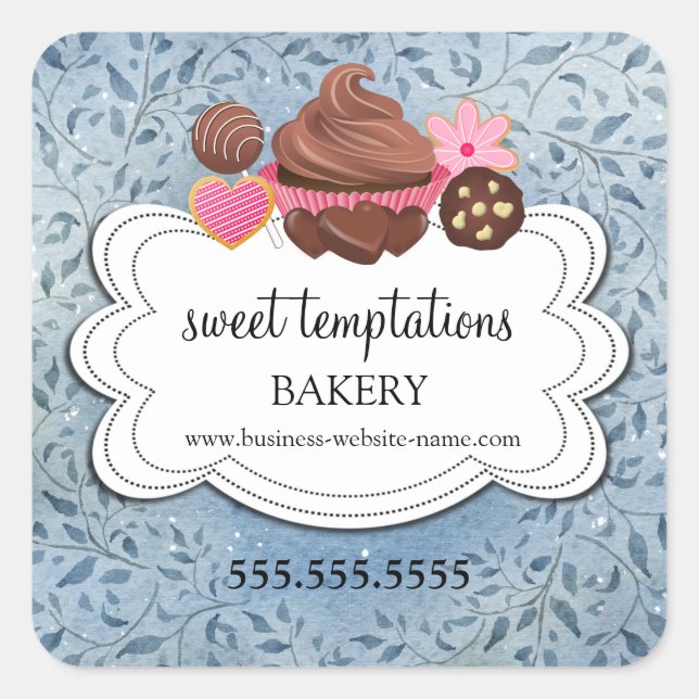 Winter Holiday Assorted Desserts Bakery Packaging  Square Sticker (Front)