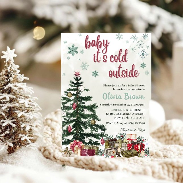 Winter Holiday Baby It’s Cold Outside Baby Shower Invitation (Creator Uploaded)