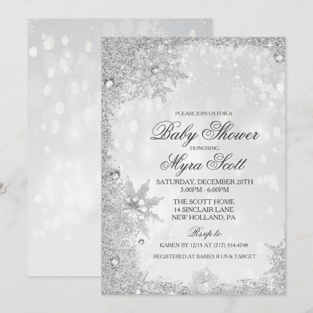 Winter Holiday Baby Shower Invitation (Front/Back)