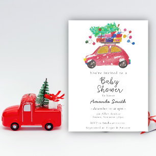 Winter holiday baby shower invitation