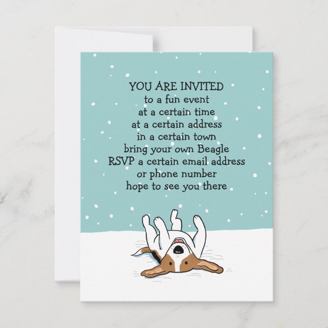 Winter Holiday Beagle Party Announcements (Front)