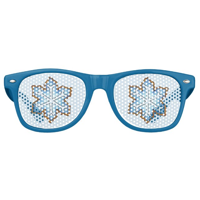Winter Holiday Blue Hanukkah Christmas Snowflake Retro Sunglasses (Front)