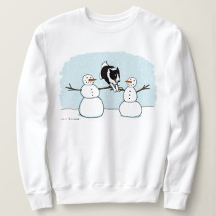 Winter Holiday Border Collie Dog with Snowmen Sweatshirt