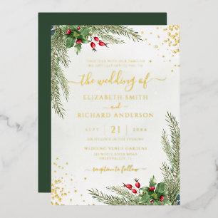 Winter Holiday Botanical Greenery Wedding