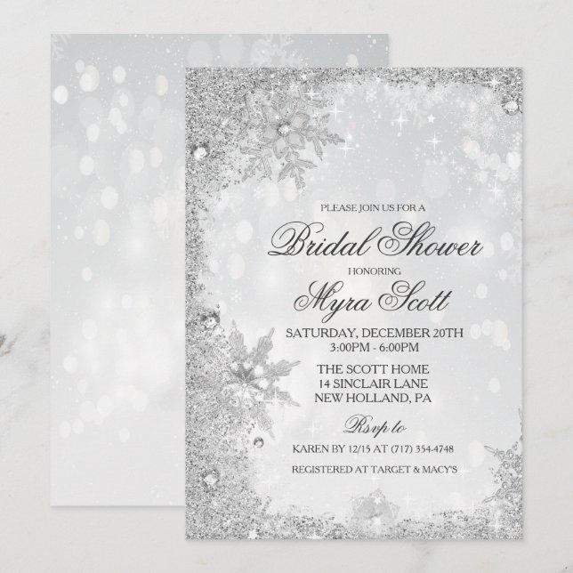 Winter Holiday Bridal Shower Invitation (Front/Back)