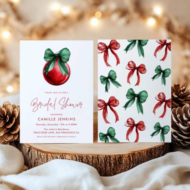 Winter Holiday Bridal Shower Invitation (Festive Winter Bridal Shower Invite)