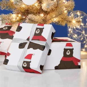 Winter Holiday Brown Bear  Wrapping Paper