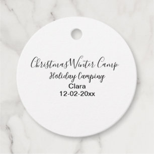 Winter holiday camping custom add name date favour tags