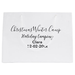 Winter holiday camping custom add name date large gift bag