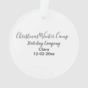 Winter holiday camping custom add name date ornament