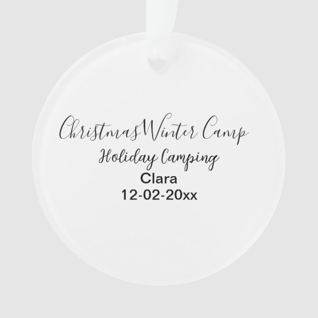 Winter holiday camping custom add name date ornament (Front)