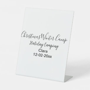 Winter holiday camping custom add name date pedestal sign