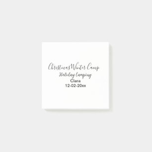Winter holiday camping custom add name date post-it notes