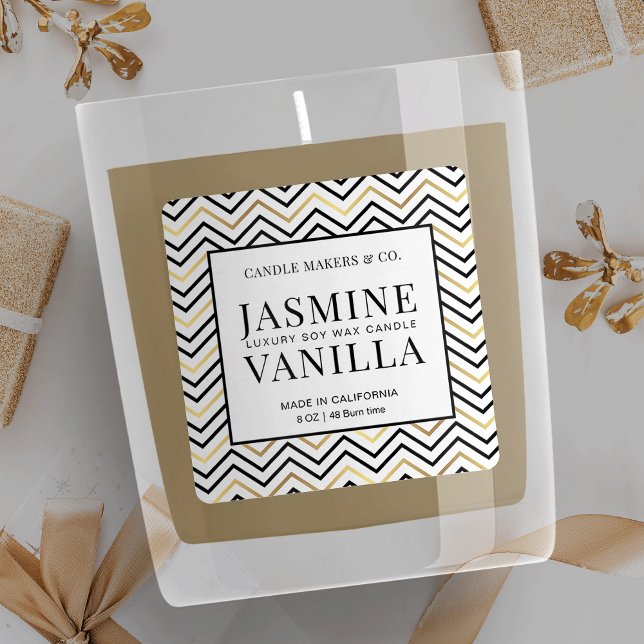 Winter Holiday Candle Label Black & Gold Minimal (Add a special holiday touch to your products with this elegant christmas labels in black and gold)