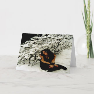Winter Holiday Card: "Snow Tree with Girl" Card