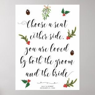 winter holiday choose a seat sign