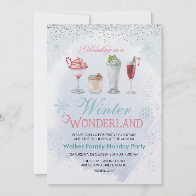 Winter Holiday Christmas Cocktail Party Invitation (Front)