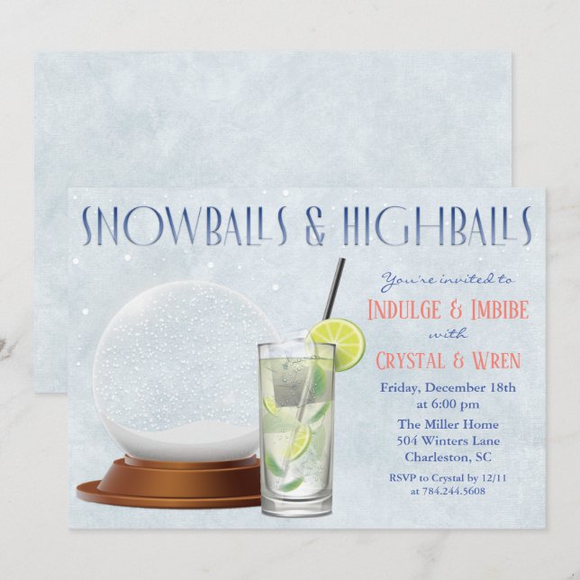 Winter Holiday Christmas Cocktails Invitation (Front/Back)