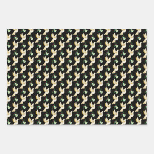 Winter Holiday Christmas Gold Dove Wrapping Paper Sheet
