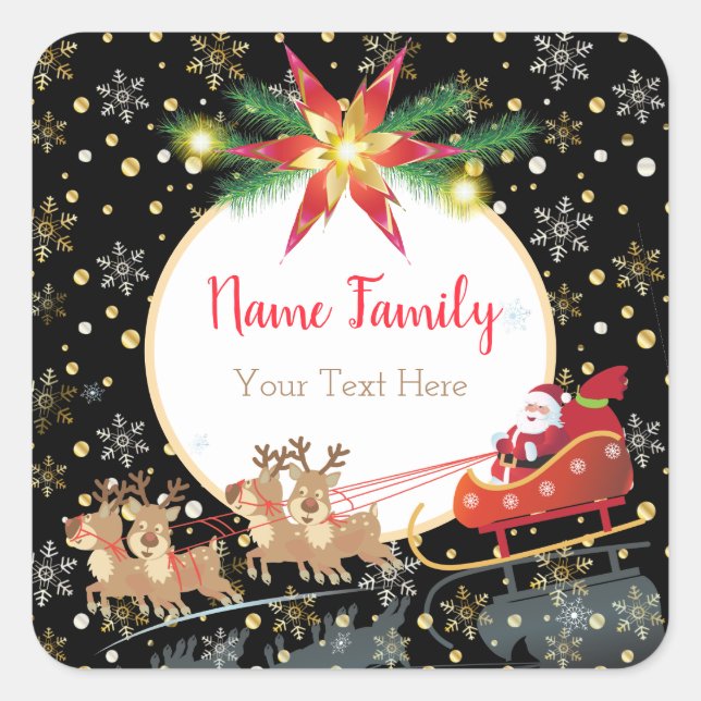 Winter Holiday Christmas & New Year Santa Gifts Square Sticker (Front)
