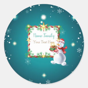 Winter Holiday Christmas & New Year Snowman Classic Round Sticker