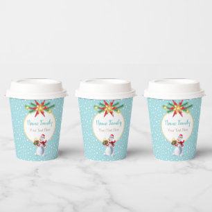 Winter Holiday Christmas & New Year Snowman Paper Cups