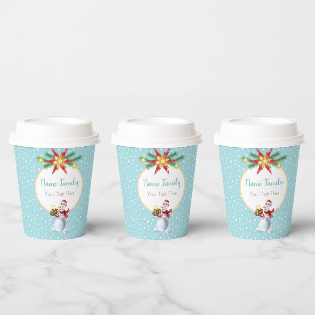 Winter Holiday Christmas & New Year Snowman Paper Cups (Multi)