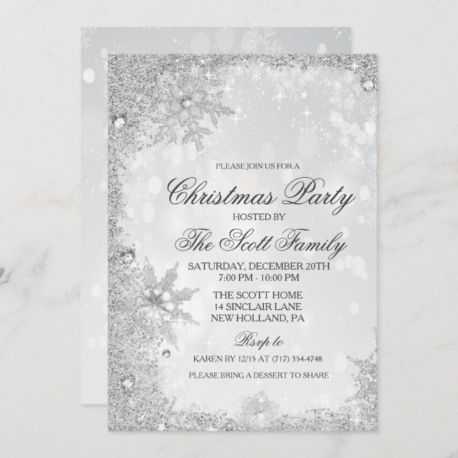 Winter Holiday Christmas Party Invitation (Front/Back)