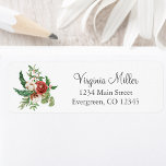Winter Holiday Christmas Return Address Label<br><div class="desc">This beautiful holiday winter return address label features elegant watercolor red flowers with holly berries,  pinecones,  and greenery. Find matching items in the Holiday Red Winter Botanical Christmas Collection.</div>
