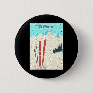 Winter Holiday Christmas Ski X-mas Skiing Skier 6 Cm Round Badge
