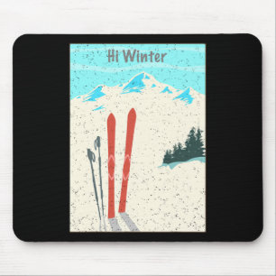 Winter Holiday Christmas Ski X-mas Skiing Skier Mouse Mat