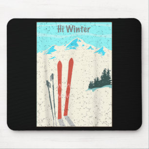 Winter Holiday Christmas Ski X-mas Skiing Skier Mouse Mat