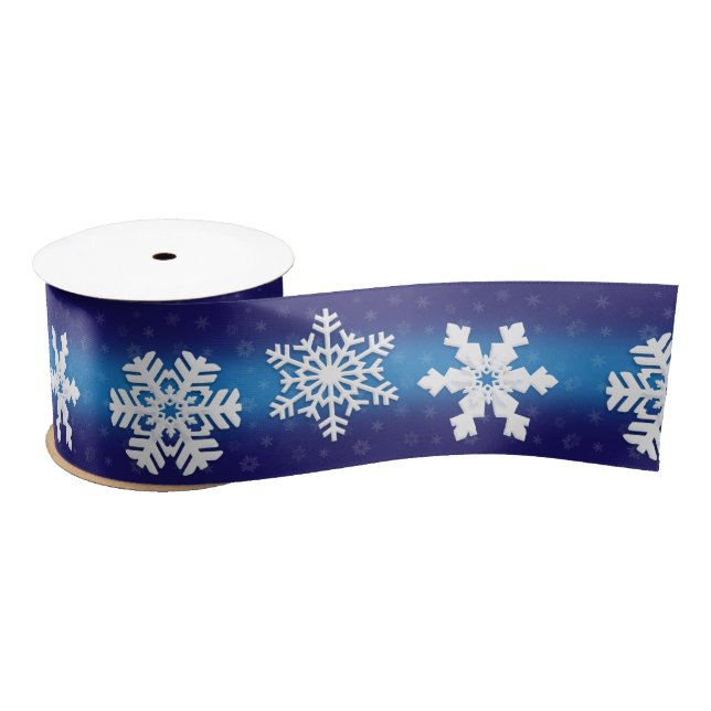 Winter Holiday Christmas White Snowflake Pattern Satin Ribbon (Spool)