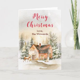 Winter Holiday Cottage Merry Christmas