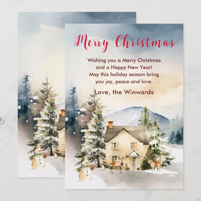 Winter Holiday Cottage Merry Christmas (Front/Back)