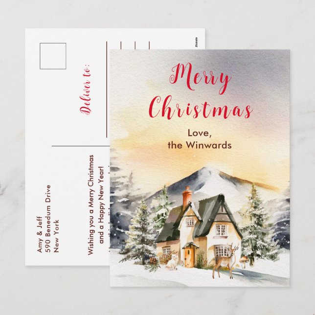 Winter Holiday Cottage Merry Christmas (Front/Back)