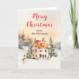 Winter Holiday Cottage Merry Christmas