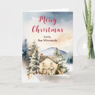 Winter Holiday Cottage Merry Christmas