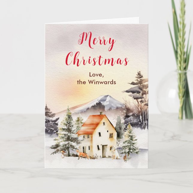 Winter Holiday Cottage Merry Christmas (Front)