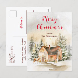 Winter Holiday Cottage Merry Christmas