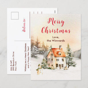 Winter Holiday Cottage Merry Christmas